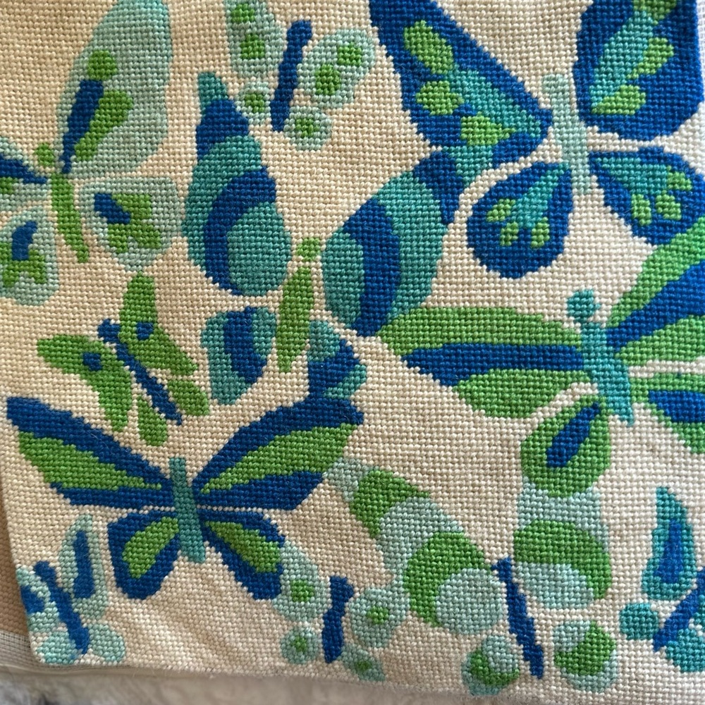 Vintage Butterfly Cross Stitch Embroidery  Flowers (Unframed)